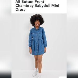 AE button front chambray dress